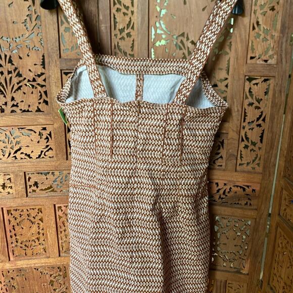 Anthropologie Square neck Slim Mini‎ tank Dress brown tan women's size 14 - Picture 8 of 14